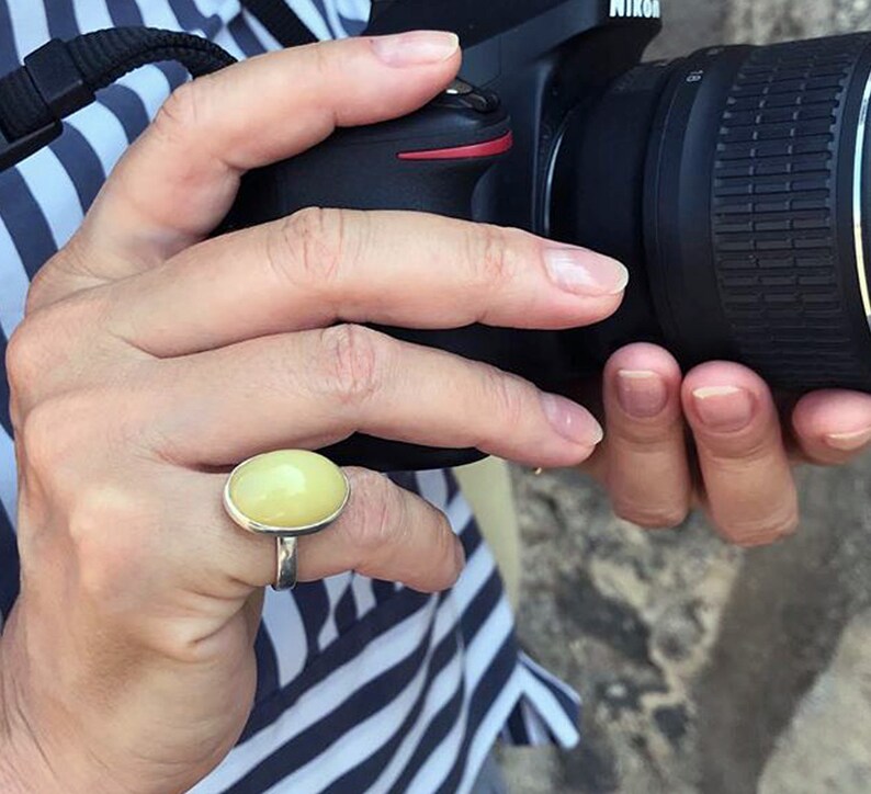 Yellow Opal Sterling Silver Ring.