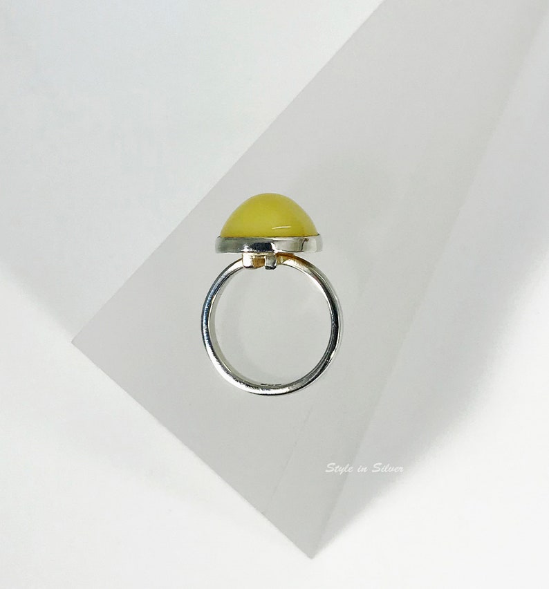Yellow Opal Sterling Silver Ring.