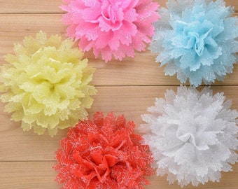 4 inch chiffon silver silk head flower clothing accessories can be equipped with hair band and hairpin