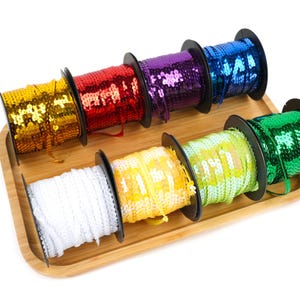 Sequin trim 6mm, DIY sequin ribbon, sequin string, glitter trim, fancy crafts, 90 meter roll