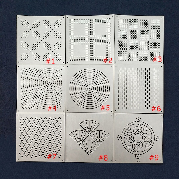 Sashiko Stencil,Sashiko Embroidery Pattern,Quilting Stencil,placemat pattern,coaster pattern,4" Diameter,9 Pattern Options