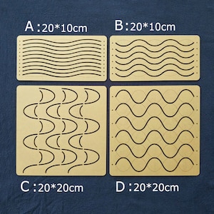 May include: Four wooden boards with different wavy line patterns. The boards are labeled A: 20*10cm, B: 20*10cm, C: 20*20cm, and D: 20*20cm.