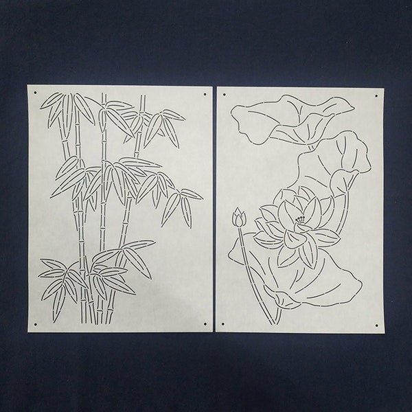 Sashiko Stencil,Sashiko embroidery pattern,Quilt stitch mold,Lotus pattern,coaster pattern,bamboo pattern,30*20cm/12*8inches