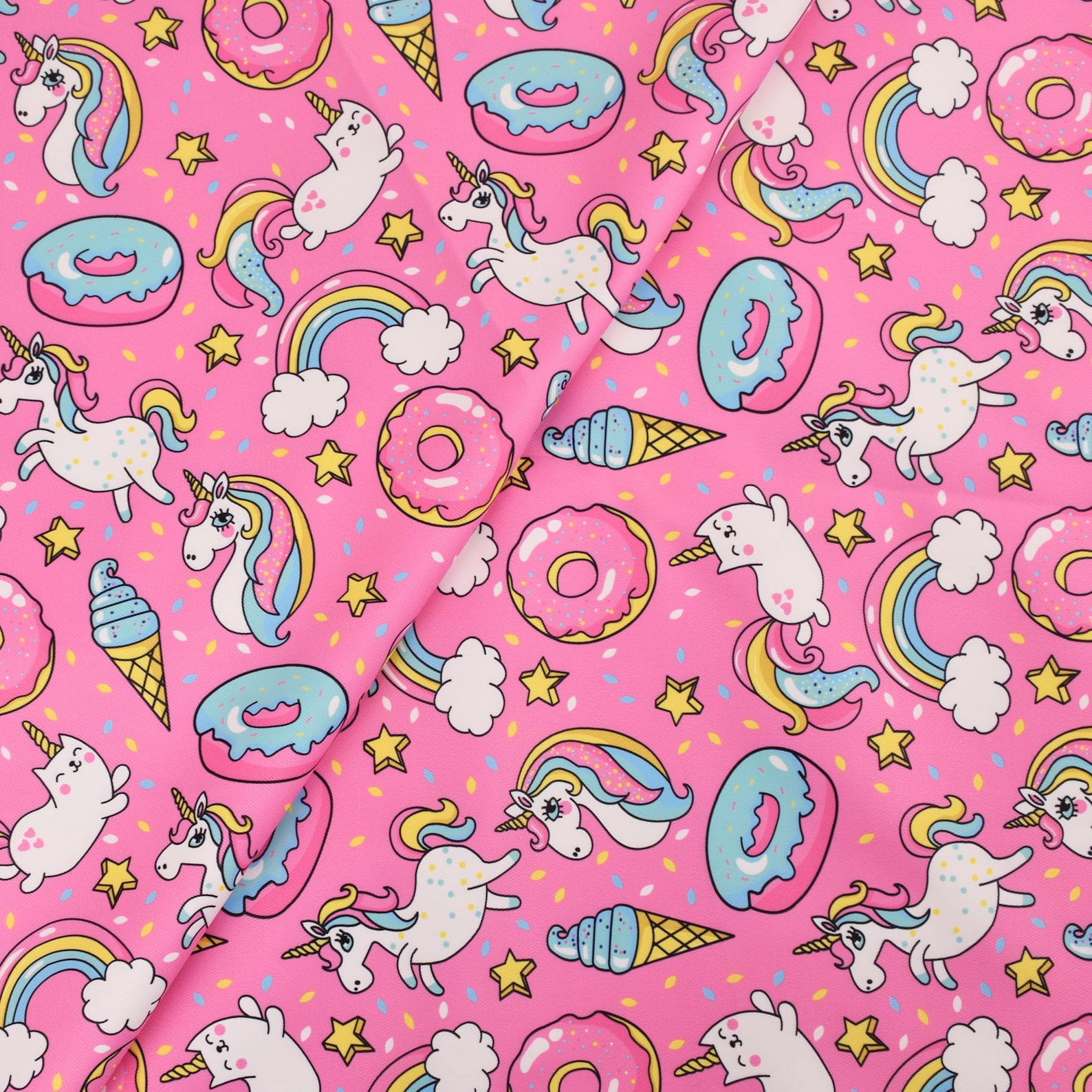 Pink Unicorn Printed fabricWaterproof fabrics Candy Donuts | Etsy