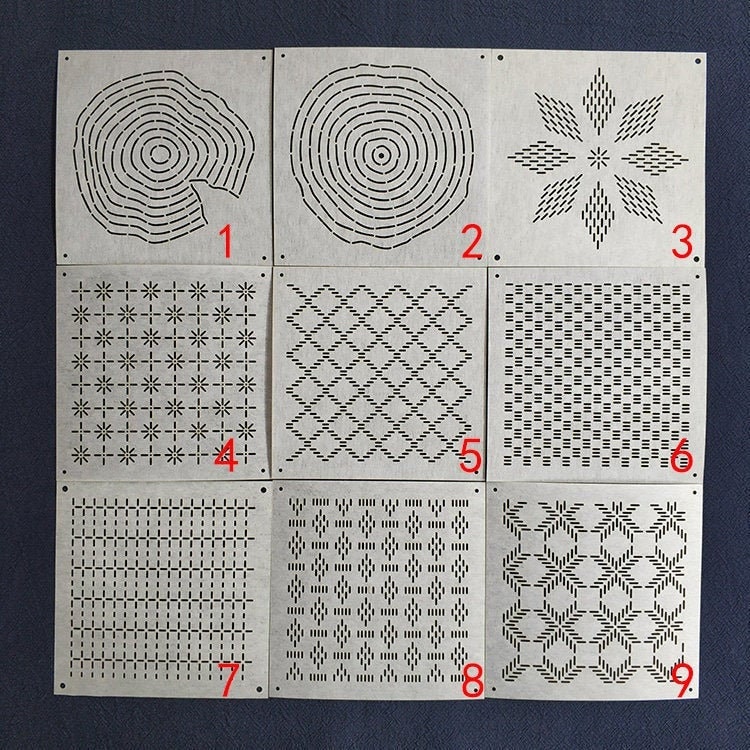 Sashiko Stencils | Embroidery Patterns Or Quilting Stencils | Sashiko Templates - S018~26 (small Size