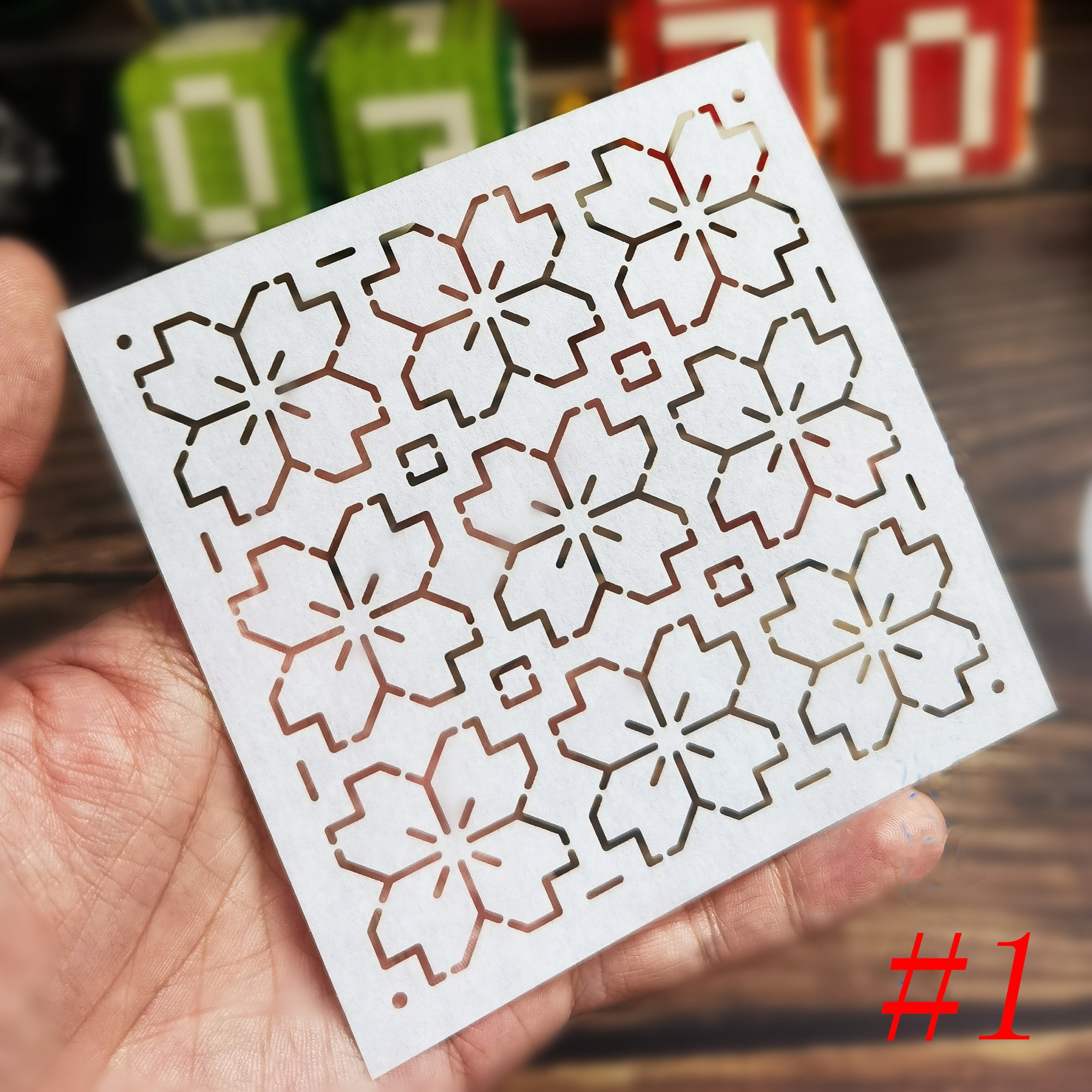 Sashiko Stencil,Sashiko embroidery pattern,Japanese traditional pattern,Quilt stitch mold,Cherry blossom pattern,coaster pattern