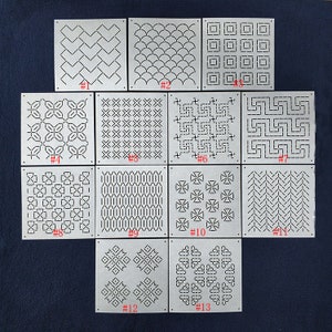 Sashiko Stencil,Sashiko embroidery pattern,Quilt stitch mold 4 inches in diameter,13 patterns options,Japanese Style Stencil,coaster pattern