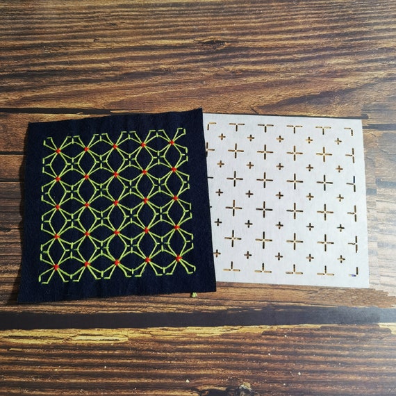 Sashiko Stencil,sashiko Embroidery Pattern,japanese Traditional  Pattern,quilt Stitch Mold,flower Cross Pattern,coaster Pattern,2 Pattern 