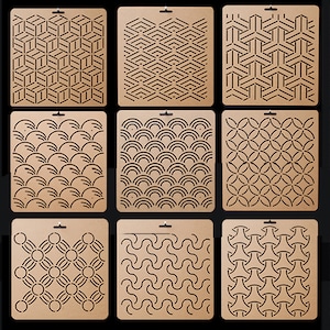 Sashiko Stencils Embroidery Patterns or Quilting Stencils Sashiko Templates  Collection MA medium Size 