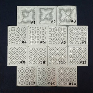 Sashiko Stencil,Sashiko embroidery pattern,Japanese traditional pattern,Quilt stitch mold,4 inches,Square pattern,coaster pattern