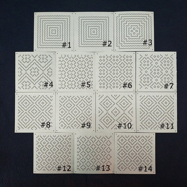 Sashiko Stencil,Sashiko embroidery pattern,Japanese traditional pattern,Quilt stitch mold,4 inches,Square pattern,coaster pattern