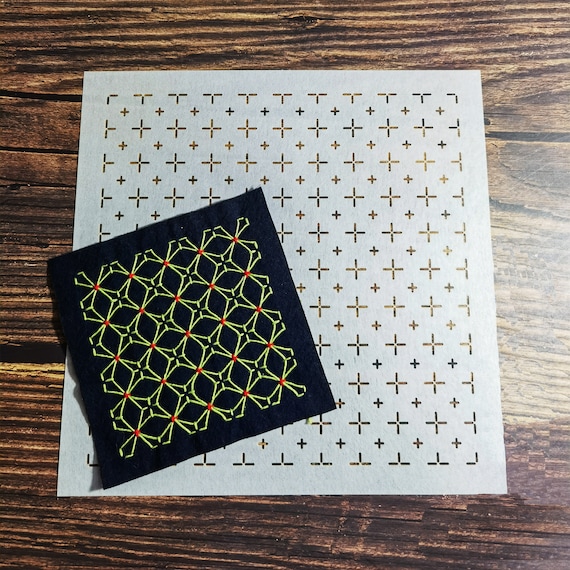 Sashiko Stencil,sashiko Embroidery Pattern,japanese Traditional  Pattern,quilt Stitch Mold,flower Cross Pattern,coaster Pattern,2 Pattern 