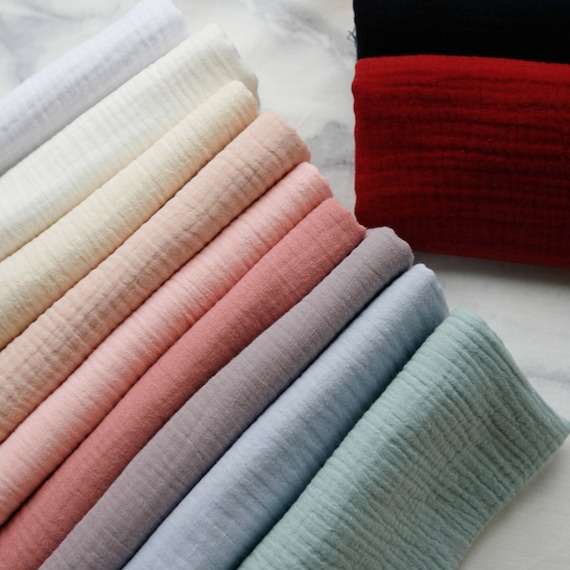Double layered gauze muslin fabric,100% cotton muslin fabric for babies,Soft plain muslin cotton fabric by 1/2 yard