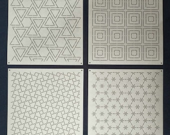 Szablon Sashiko, wzór haftu Sashiko, forma do ściegu pikowania, 4 opcje kształtu, tradycyjny wzór japoński, kreatywny wzór geometryczny