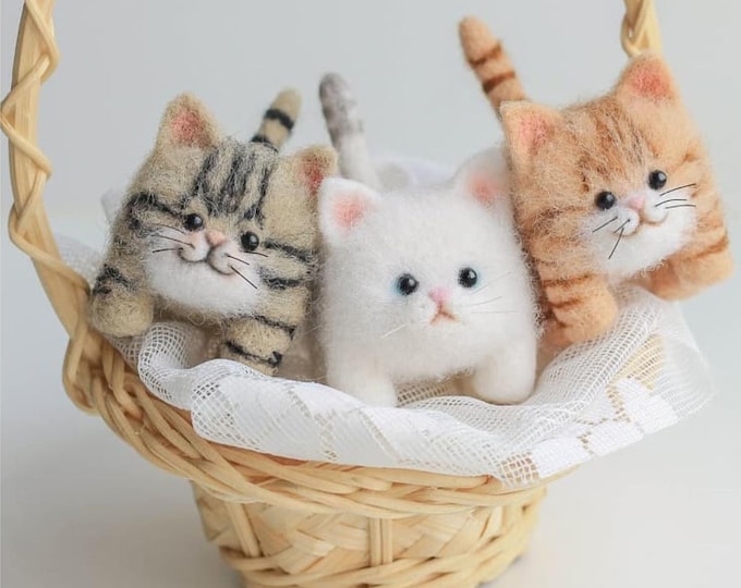 Beginner Cat Needle Felting Kit,DIY Craft Kit,Needle Felted,Starter Kit,Needle Felting Kit,11 options.Instruction manual:Video tutorial only