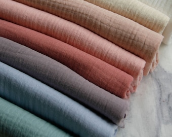 Double layered gauze muslin fabric,100% cotton muslin fabric for babies,Soft plain muslin cotton fabric by 1/2 yard