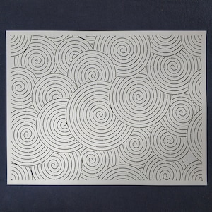 Plantilla Sashiko, patrón de bordado Sashiko, patrón tradicional japonés, molde de puntada de edredón, 40 x 30 cm/16 x 12 pulgadas, patrón en espiral, patrón creativo