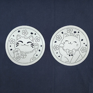 Sashiko Stencil,Sashiko embroidery pattern,Quilt stitch mold,Lucky cat pattern,hand towel pattern,coaster pattern,Direct 15cm/6inches