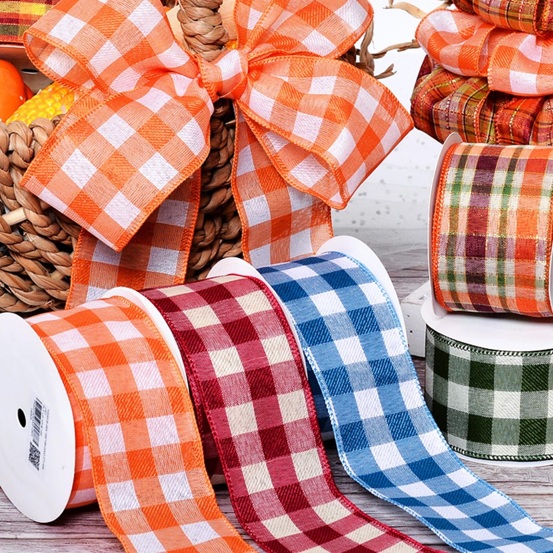 Fall Wire Ribbons Fall Wire Edge Ribbon, 63mm*10 Yards, Suitable for Crafts, Cakes, Party ...