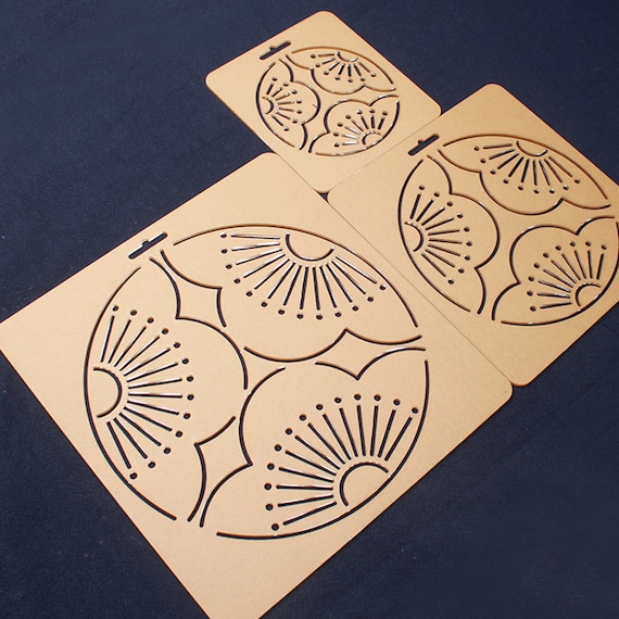 12 Po-choirs Sashiko FREEBLOSS - Modèles Japonais Réutilisables Pour Broderie DIY Sur Tissu
