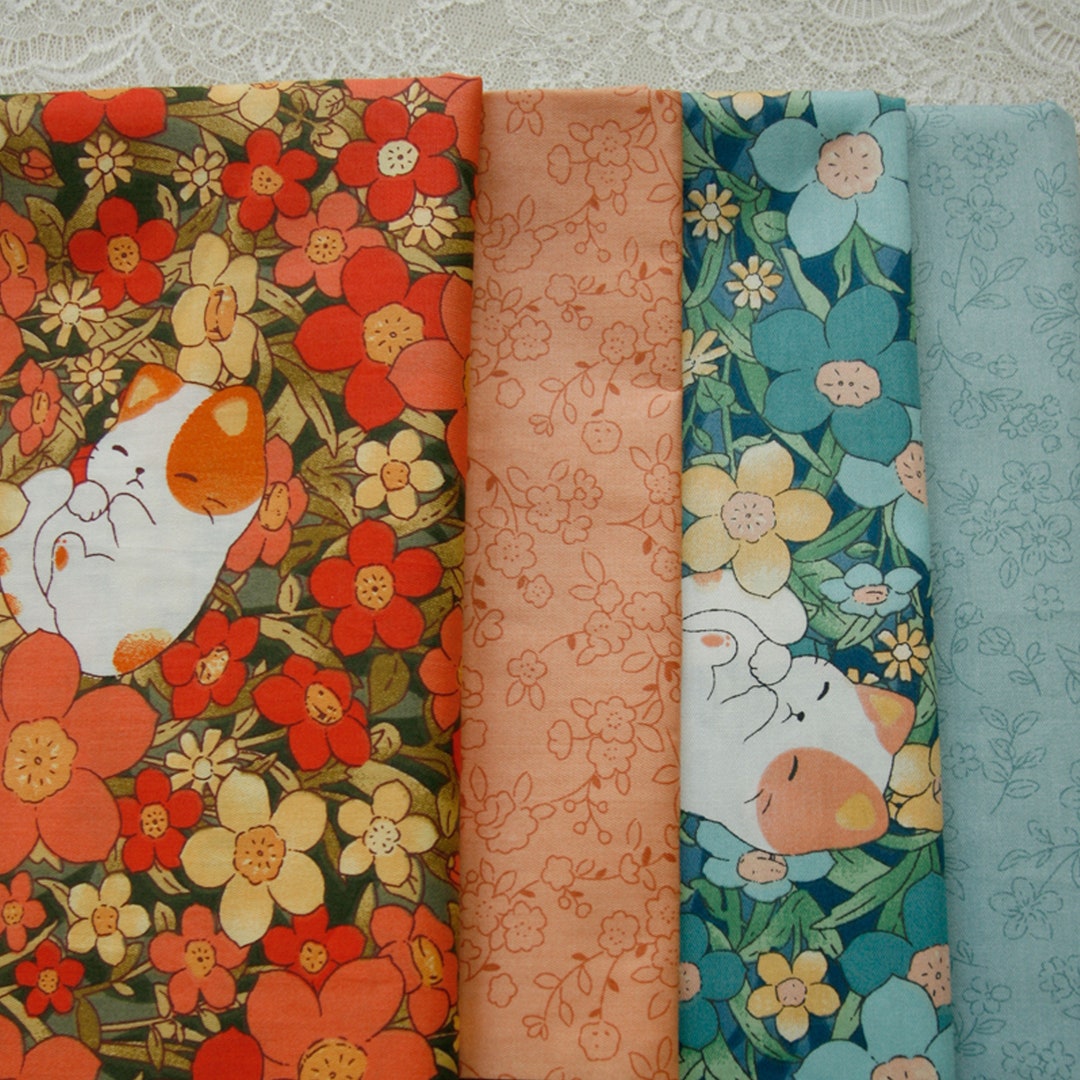 Cat Print Fabric 100 Cotton Fabric Sewing Fabric Floral Fabric DIY Cat print fabric 100 cotton fabric sewing fabric floral fabric diy