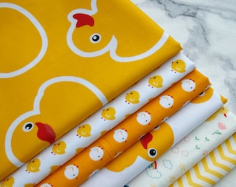 Tissu en coton pour bébé sergé dessin animé petit canard jaune, drap de housse de couette, tissu en coton, tissu fait main, tissu pour enfants, tissu bricolage