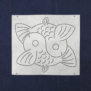 Sashiko Stencil,Sashiko Embroidery Pattern,Quilting Stencil,Japanese traditional pattern,Fish pattern,20cm*20cm/8"*8",coaster pattern