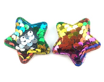 4cm Glitter Star Shape Sequins Accessories,DIY Craft Star,Star Accessories,Baby Shoes,cloth,dress Supplies,Sequins Rainbow Stars,5pcs