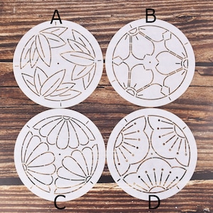 Sashiko Stencil,Sashiko embroidery pattern,Japanese traditional pattern,Quilt stitch mold,4 inch diameter,Coaster pattern