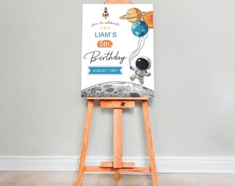 Space Birthday Welcome Sign | Outer Space Party Sign | Astronaut Party Printable | Rocket Ship Welcome Poster | Solar System Birthday Decor