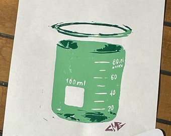 Original Lino Print: 100ml of Science Art!