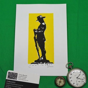 Original Lino Print: &quot;Sunrise to Sunset&quot; ANZAC tribute. Limited Series of 4