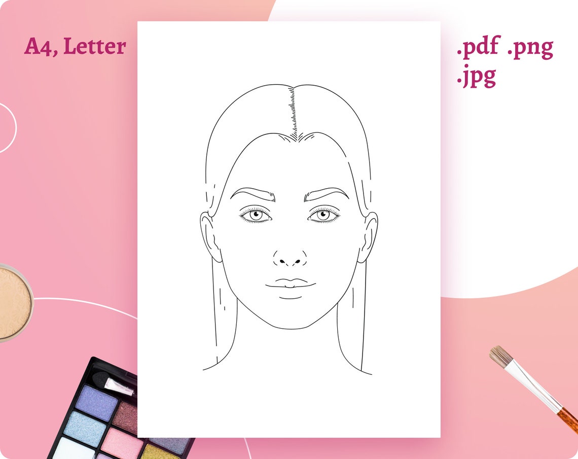 Face Chart Pdf Makeup Chart Png Printable Planner Clipart Etsy