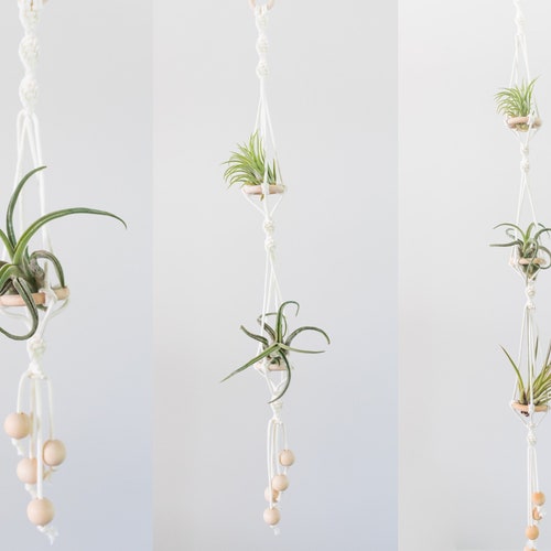 Macrame air plant holder/Air plant hanger/Hanging air plant holder/ Air plants display/ Simple Minimalist plant hanger/ Boho plant hanger