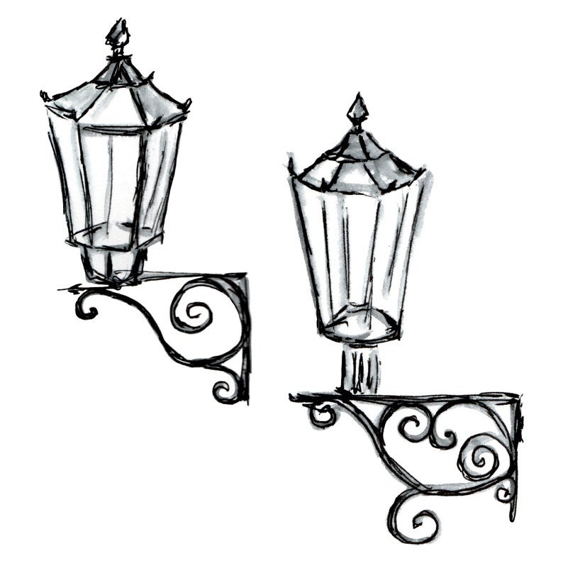 Streetlight Clipart Lantern Clipart Digital Citysketch Hand Painted Lantern Watercolor Clipart Hand Painted Image Cityscape Elements