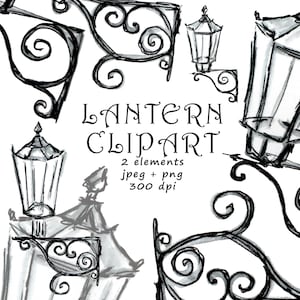 Lantern Clipart, Streetlight Clipart, Hand Painted Lantern, Watercolor Clipart, Cityscape Elements, Digital Citysketch, Hand Painted Image