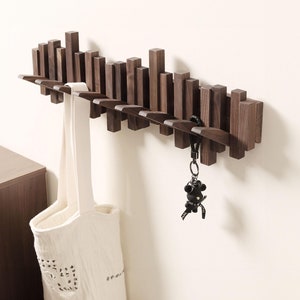 Wooden Coat Hanger Piano Coat Rack Wall Mounted Entryway Coat Hooks Towel Rack Hanger Midcentury Modern Design Especial Gift Decor Home