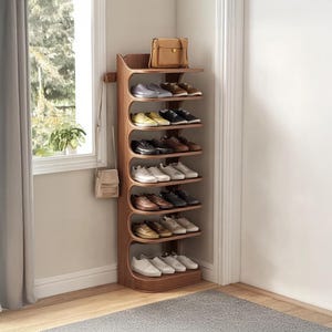 Rustic shoe rack solid wood handmade shoe rack modern shoe storage freestanding rack shoe cabinet decor home gift