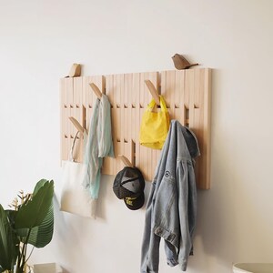 Wooden Piano Coat Rack Wall Mounted Entryway Coat Rack Flip Down Hook For Entryway Midcentury Modern Wall Decor Handmade Gift