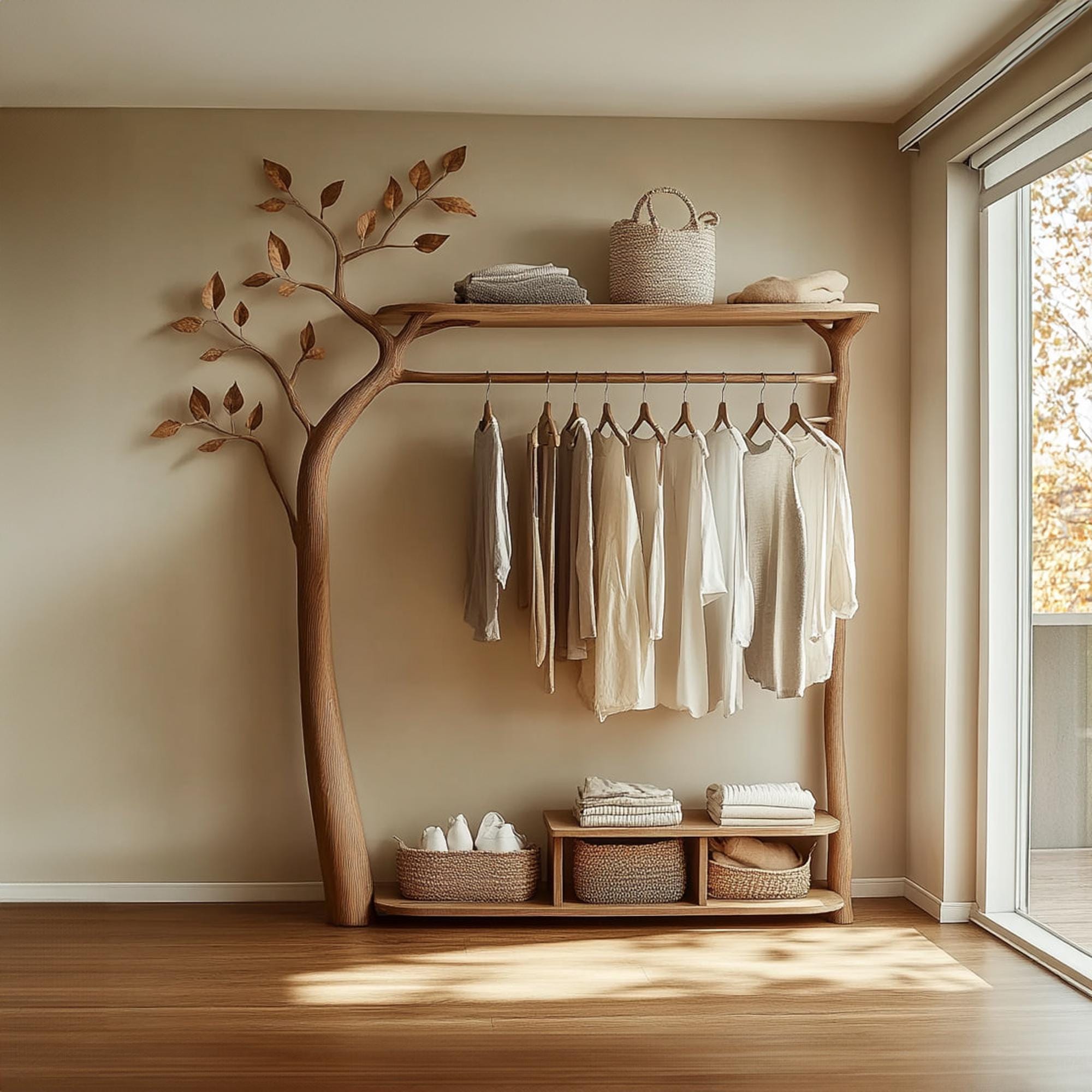 Perchero rústico de madera México