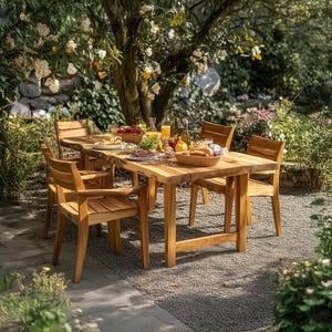 Garden Dining Set Kitchen Dining Set Handcrafted Solid Wood Garden Decor Office Decor Housewarming Gift Set