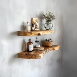 Vintage Floating Shelves Assembly Crafts Custom Design Natural Wood Color Rustic Style Home Decor Family Gifts