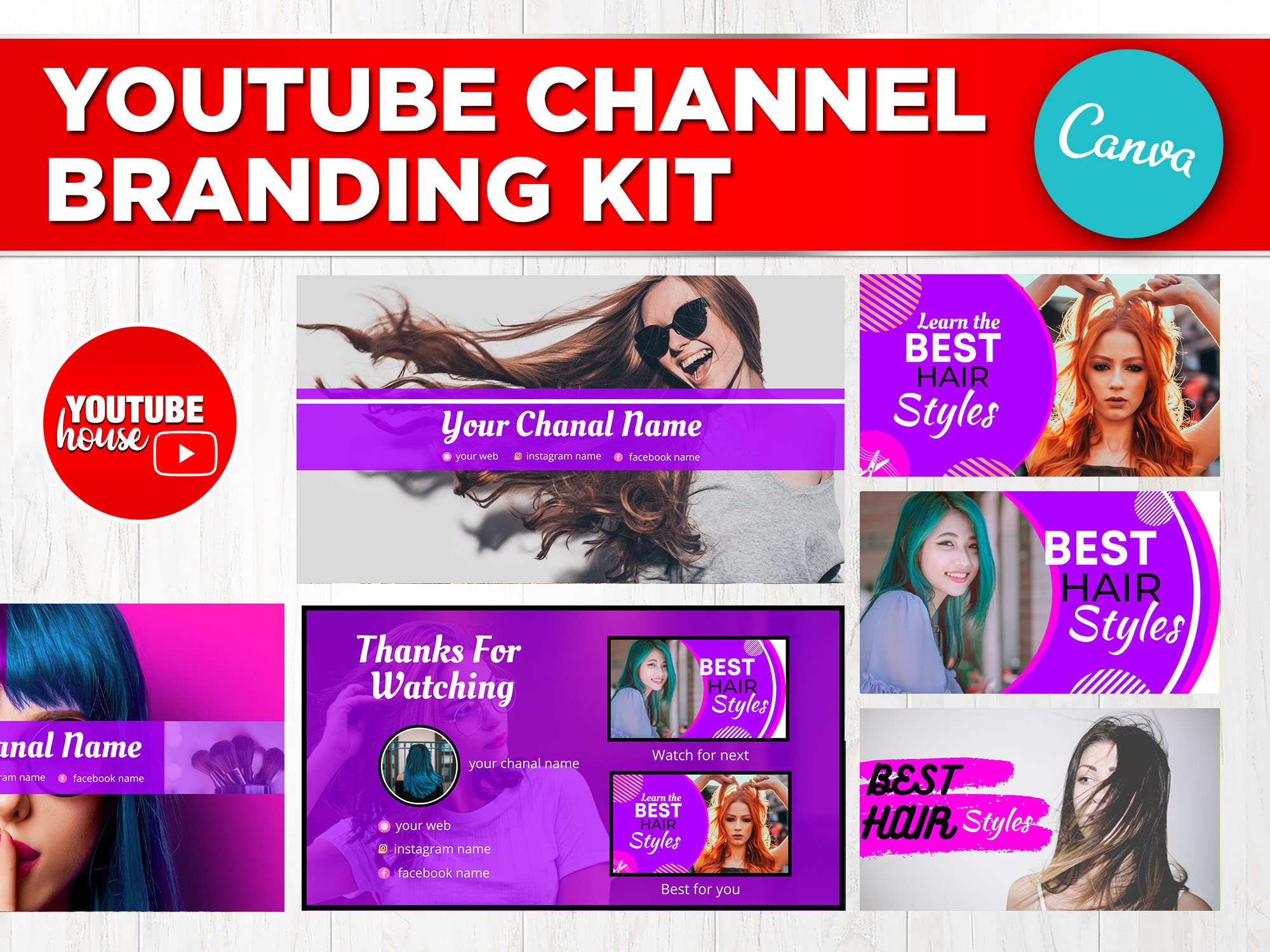 Youtube Channel Kit for Hairstyle Youtube Branding Kit - Etsy Canada Youtube Channel Kit for Hairstyle Youtube Branding Kit - Etsy Canada