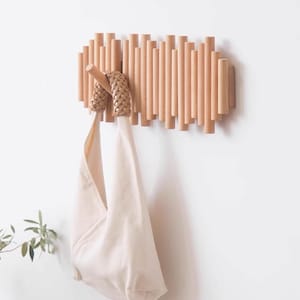 Wall Mounted Piano Coat Rack Wooden Coat Hanger Key Holder Clothes Rack Decoration Living Room Gift For Her Modern Flip Down Hooks Custom