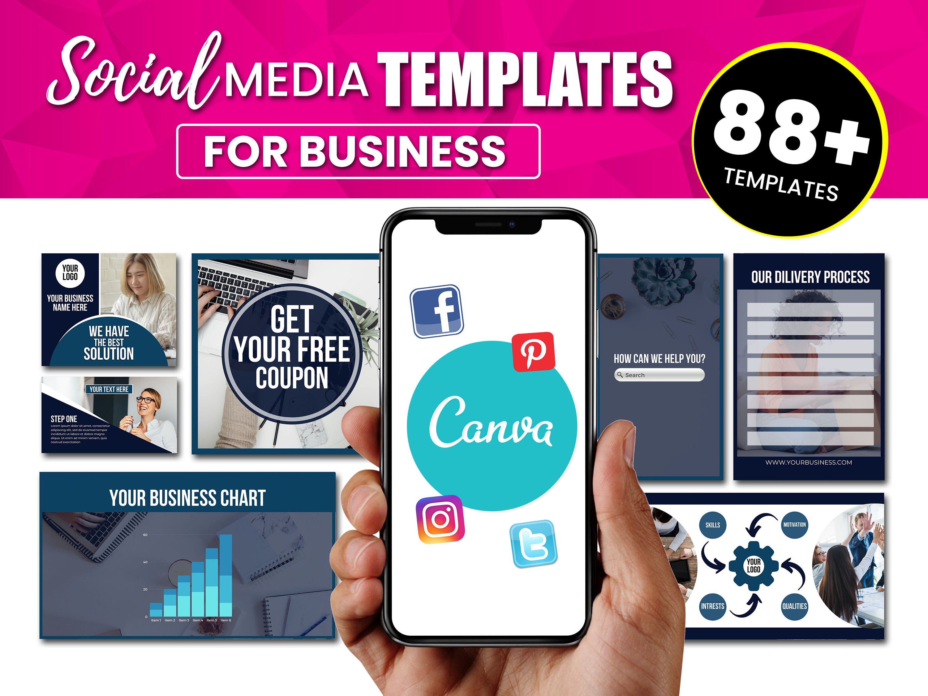 BUSINESS Social Media Template For Business Include | Etsy