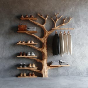 Tree Branch Hooks Natural Wood Unique Coat Rack Rustic Wall Decor Bedroom Clothes Rack for Vintage Home Decoration