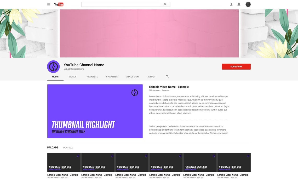 Premade White Youtube Banner Template Youtube Channel Art - Etsy