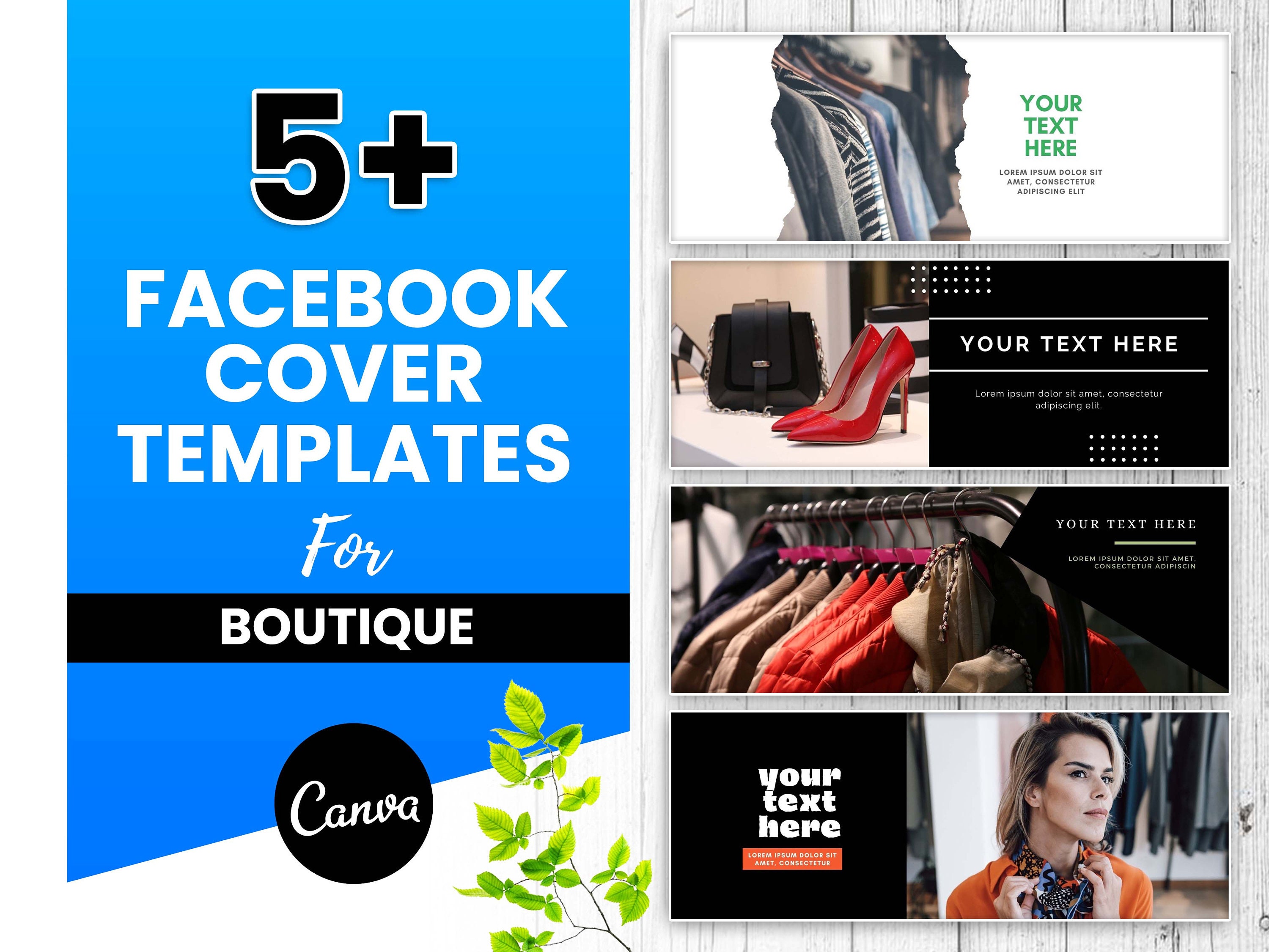 Facebook Cover Template for Boutique.. 6 D.I.Y. Editable Canva Etsy