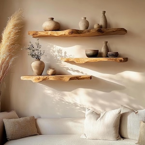 Unique Live Edge Wood Shelf Handmade Floating Bookshelf Rustic Display Shelf Custom Wall Mount Shelf