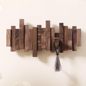 Wood Piano Key Coat Rack Rustic Hooks Wood Towel Rack Hanging Clothes Handmade Furniture Doorway Decor Home Farmhouse Gift Wall Mounted Rack